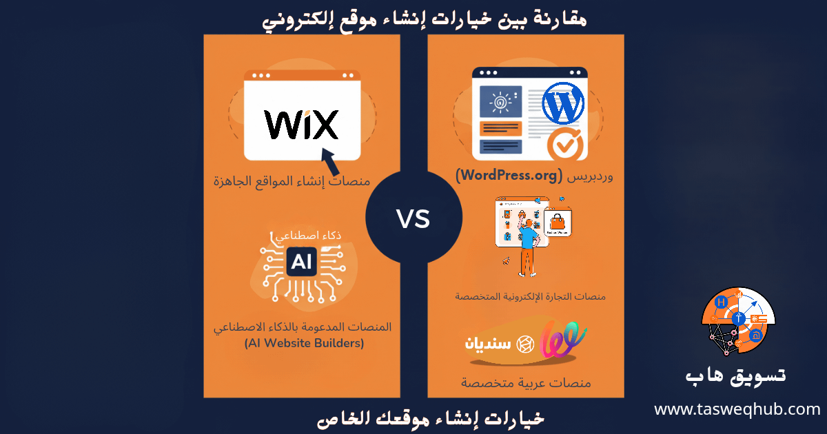اقرأ المزيد عن: لماذا يجب أن تمتلك موقعك الخاص؟ دليلك الشامل لإنشاء موقع احترافي 🌐 على تسويق هاب مقارنة بين خيارات إنشاء موقع إلكتروني: ووردبريس، منصات جاهزة، أدوات الذكاء الاصطناعي، ومنصات التجارة الإلكترونية